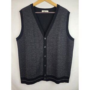 Turnbury Men's Sweater Vest Size 42  Black Gray Wool Knit Sleeveless Top